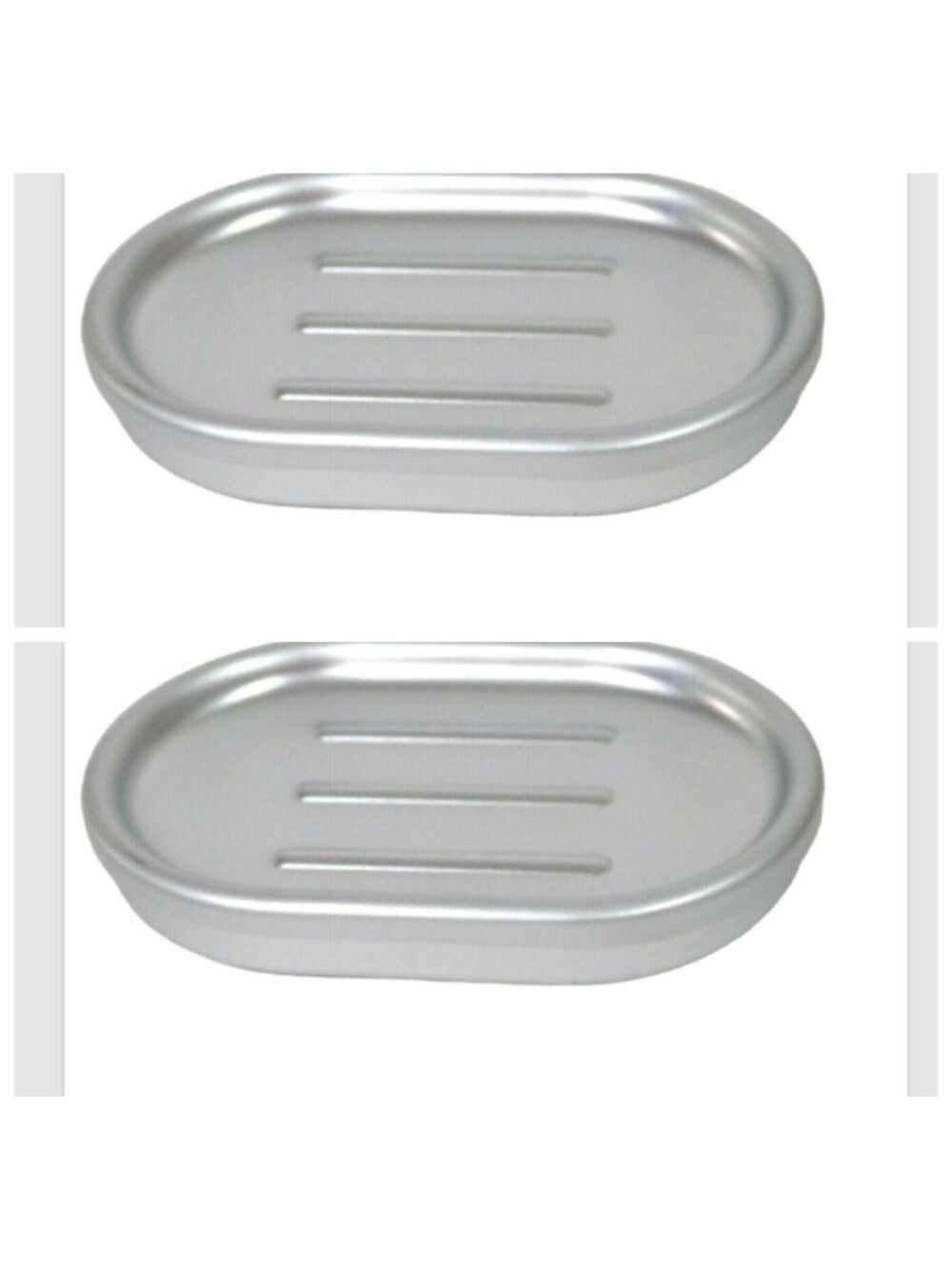 Set of 2 Made By Design Soap Dish Aluminum Silver Bath Bathroom 3.3" x 5" NEW